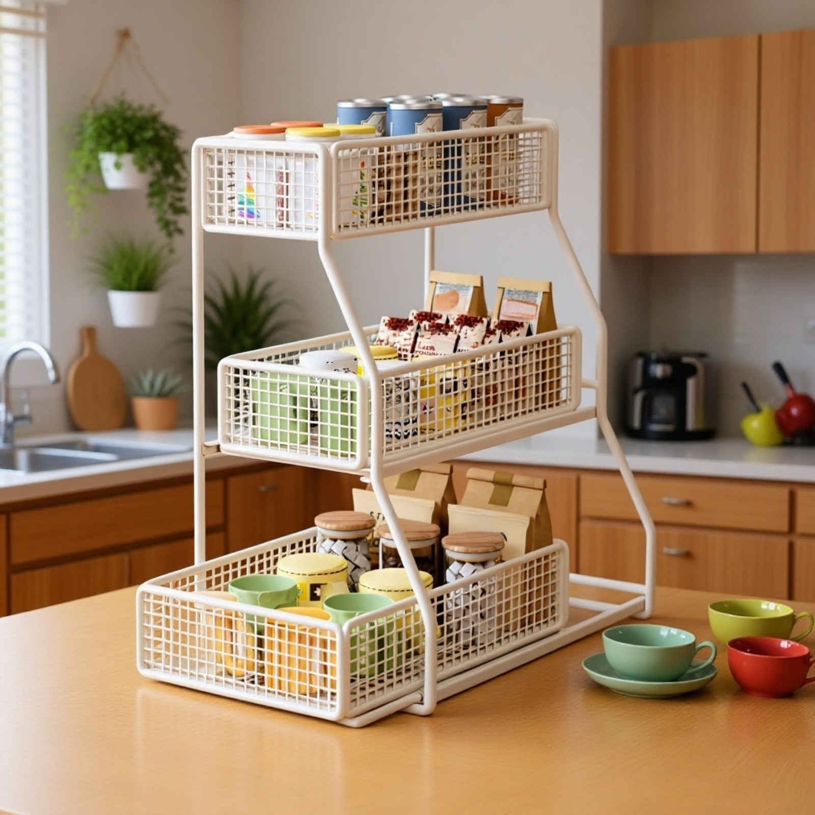 Sliding kitchen countertop shelves