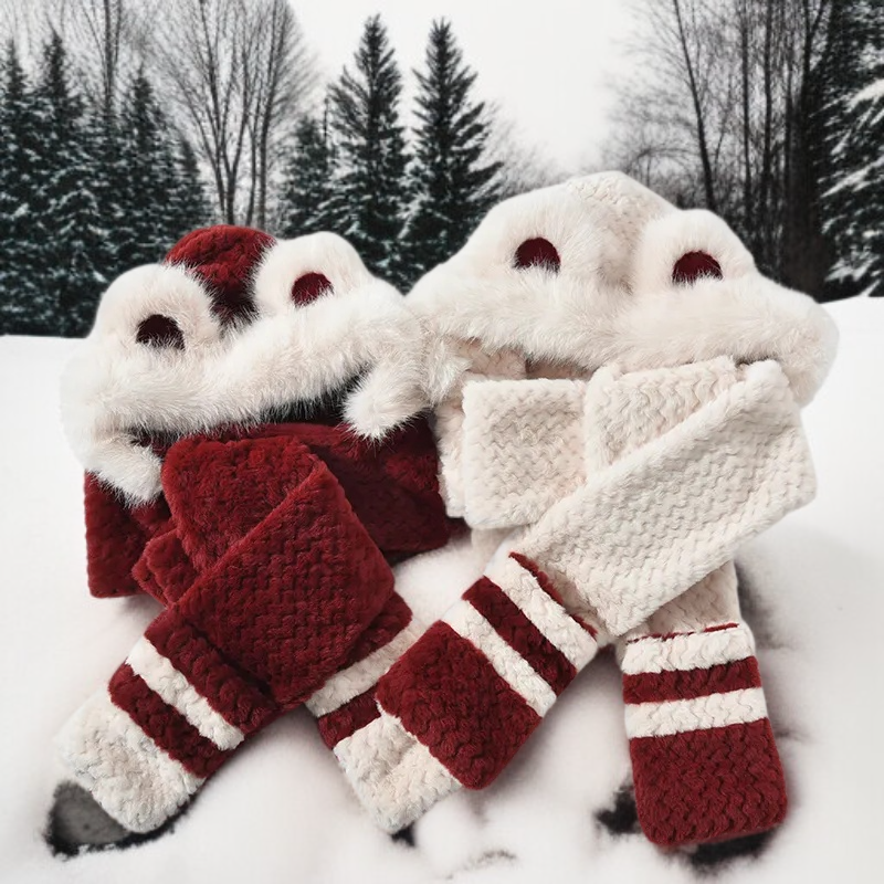 양털 안감이 들어간 따뜻한 스카프, 모자, 장갑