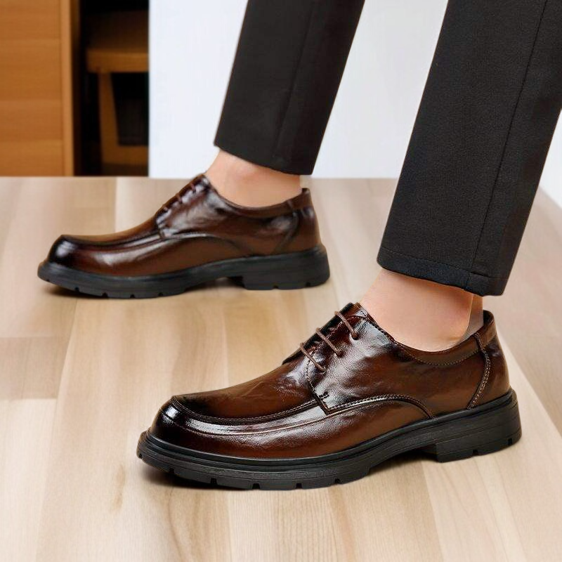 牛革メンズ厚底革靴