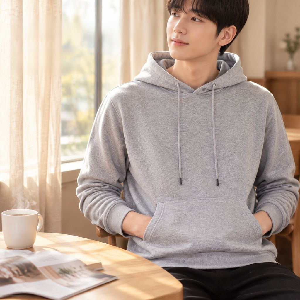 Sudadera casual con capucha de color sólido para hombre