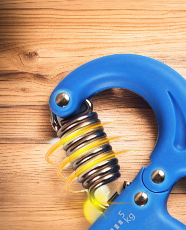 손에 쥔 악력 측정기 사용 예시