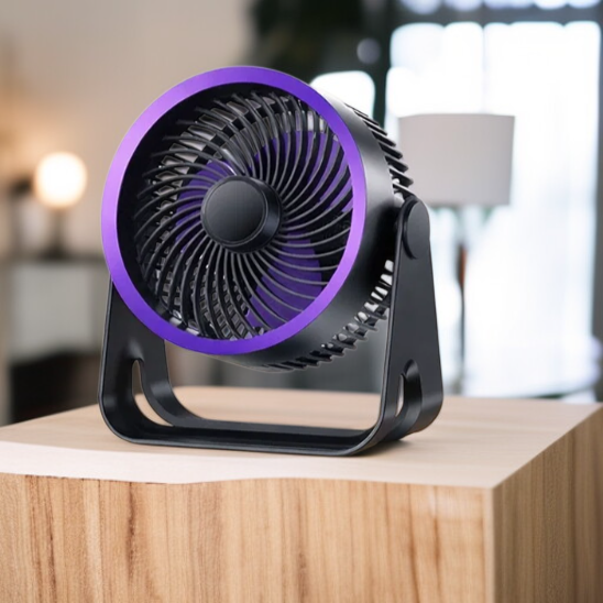 Compact desktop fan with rechargeable battery