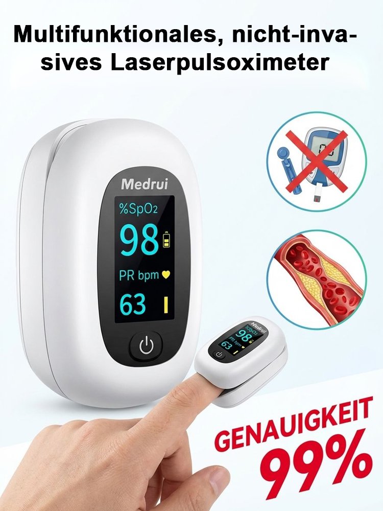 3-in-1-Blutzucker-, Herzfrequenz- und Pulsoximeter