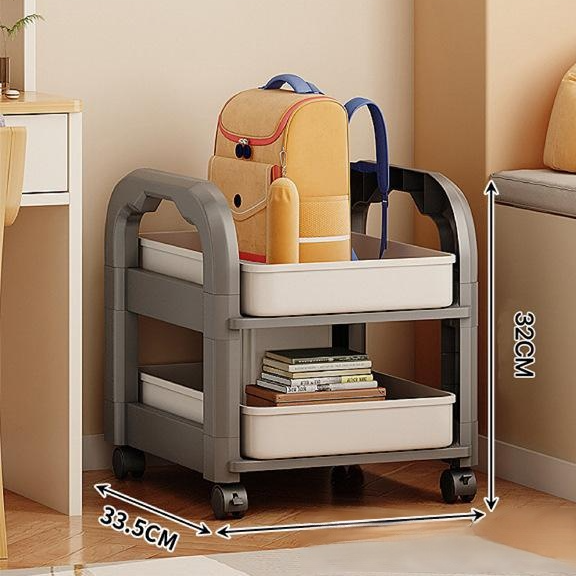 Multi layer floor storage rack for mobile carts