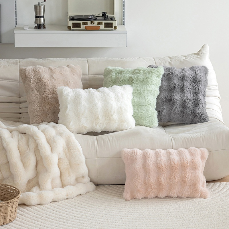 Plush Throw Pillow Cover for Living Room Simple Style