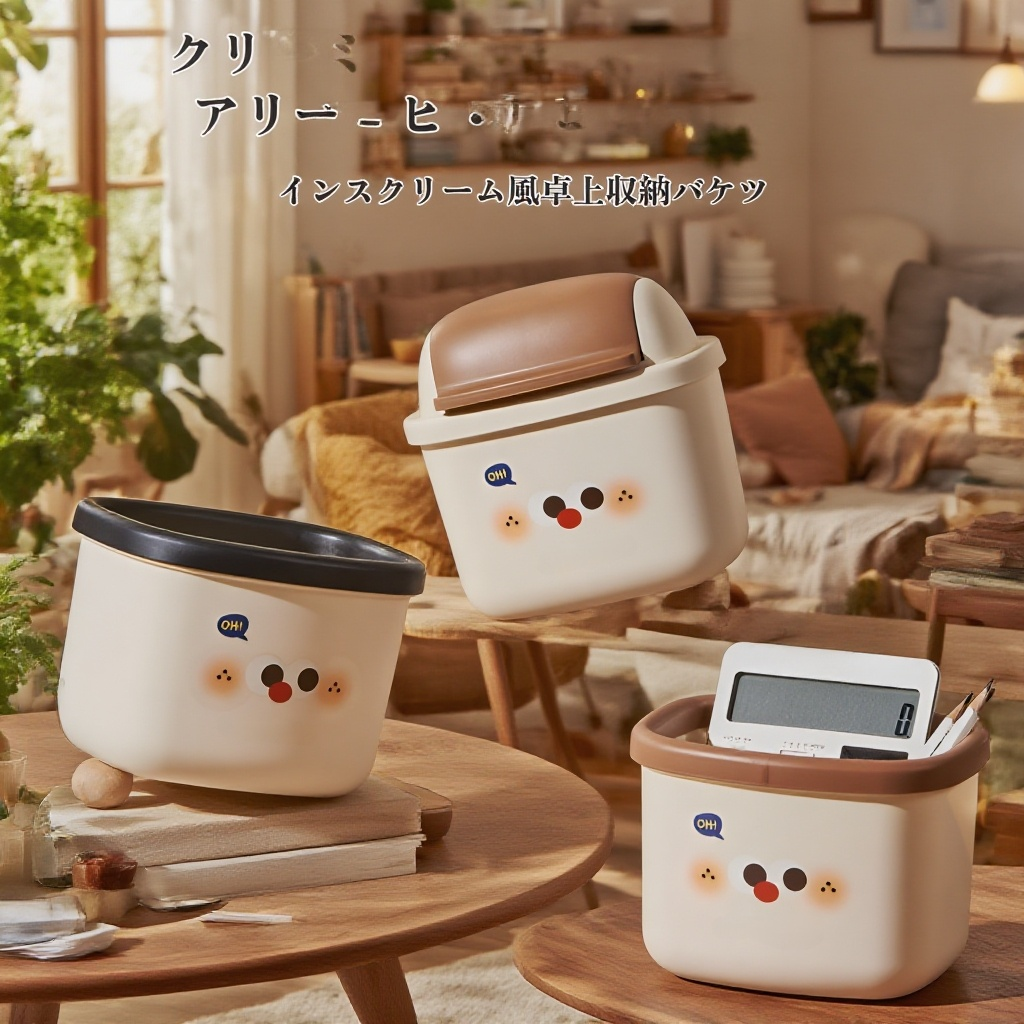 デスクトップ用ミニかわいいゴミ箱 蓋付き