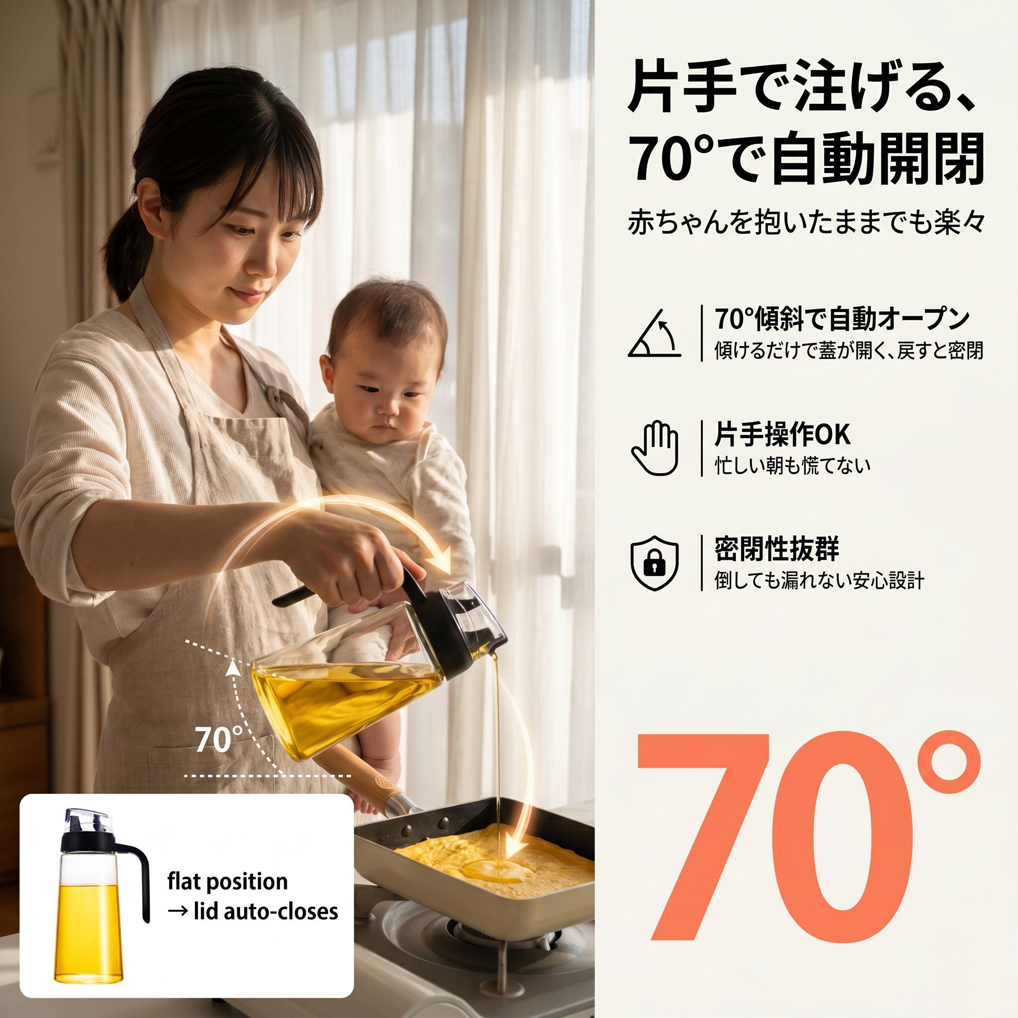 家庭用漏れ防止調味料ボトル 重力オイルポット人気商品