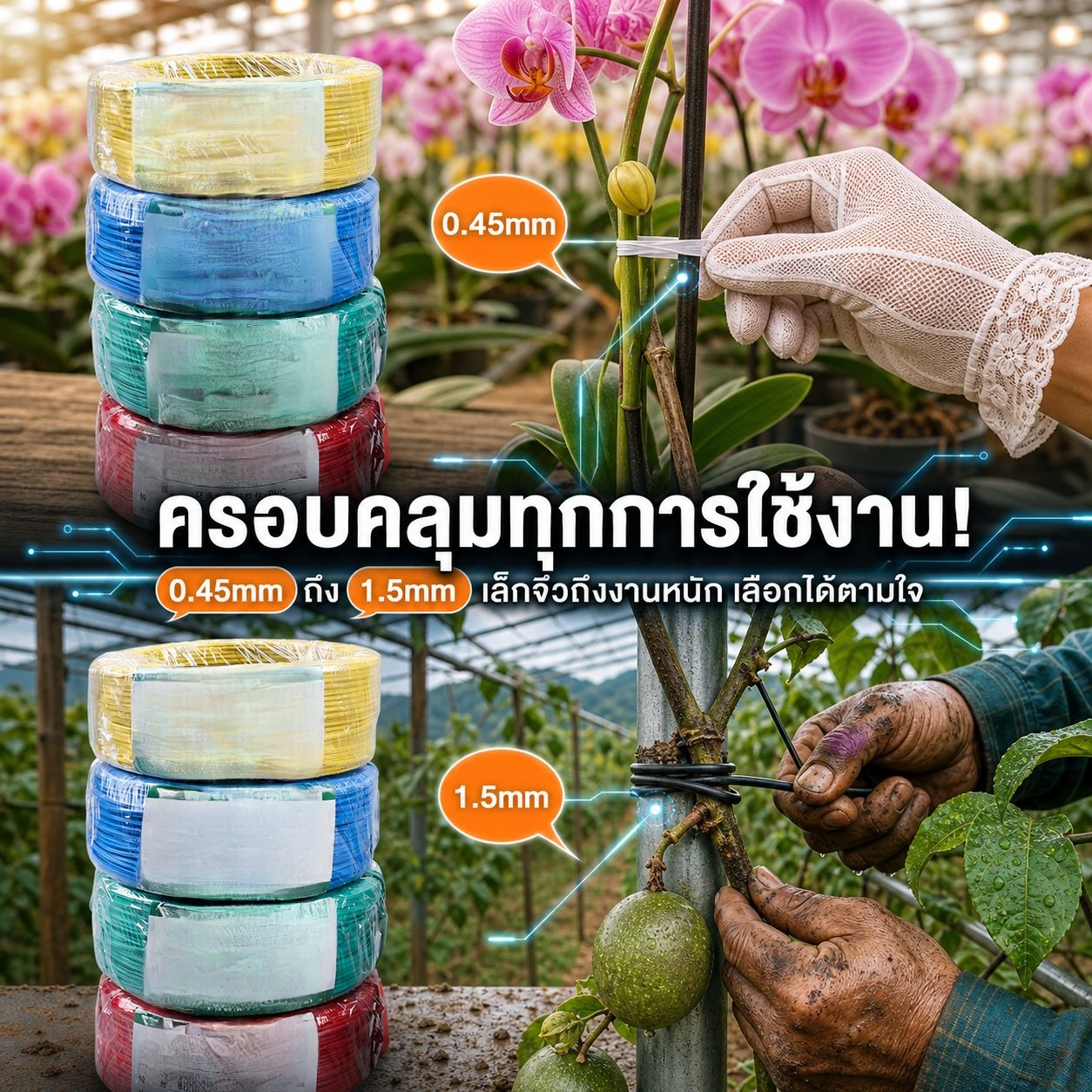 สายรัดสวนเคลือบพลาสติก
