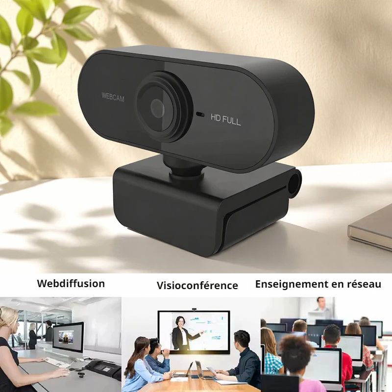 Webcam USB 1080P 2K haute définition pour le streaming en direct et l'enseignement en ligne