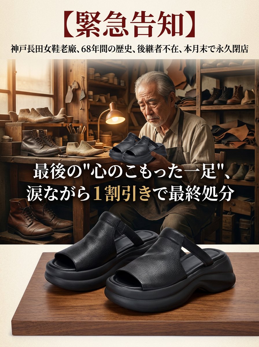 【神戸長田・創業68年の絶筆】職人手作り・極上本革の厚底魚サンダル