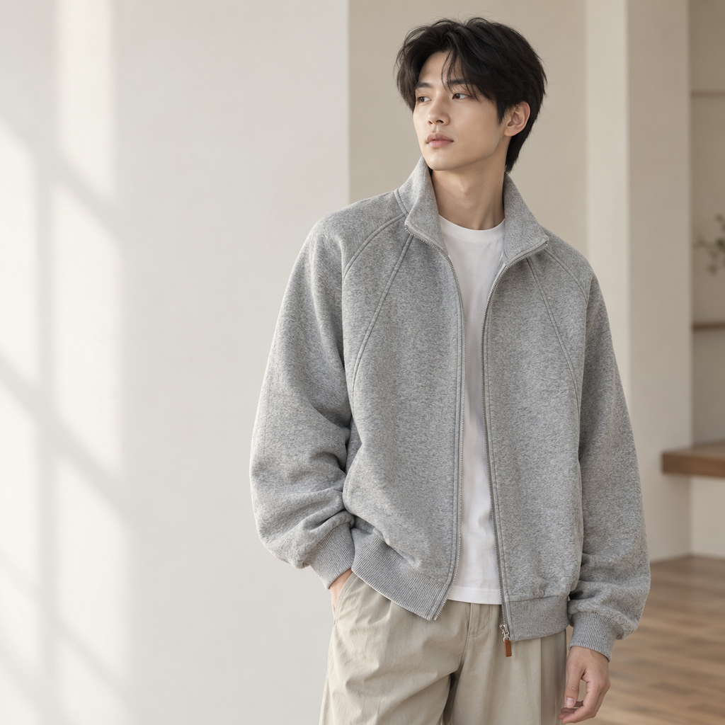 가을 남성용 두꺼운 스탠드넥 캐주얼 맨투맨 재킷