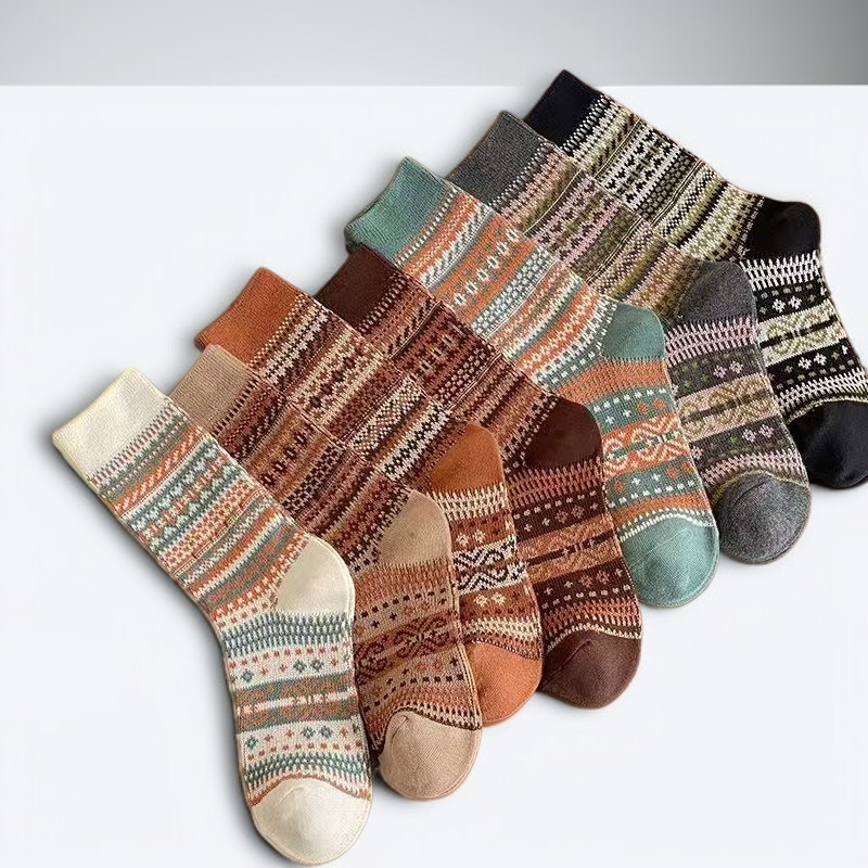 여성 빈티지 프린트 미디엄 스타킹