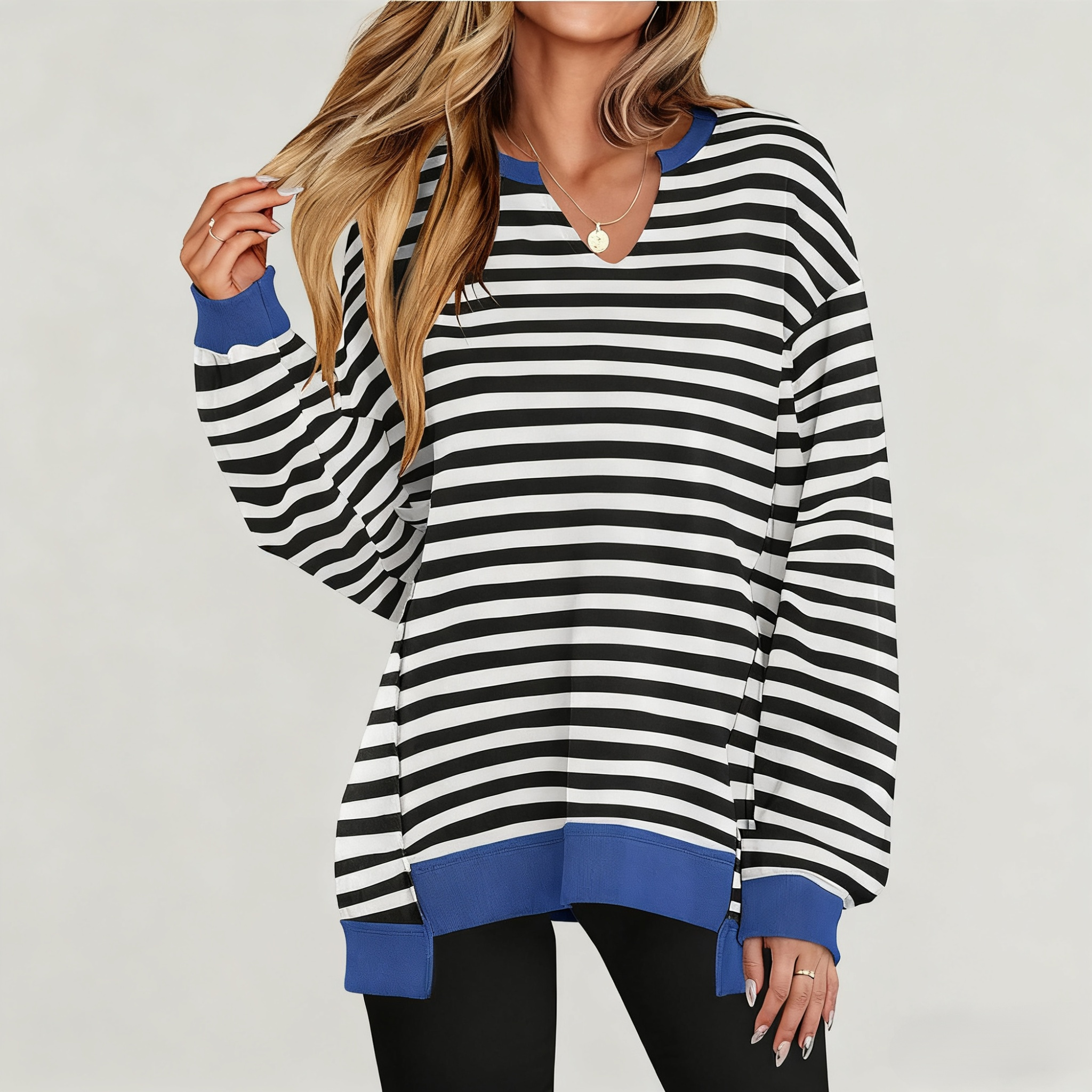 Trendiges Sweatshirt mit farbigen Streifen für Damen