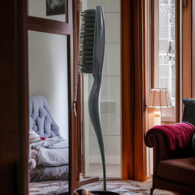 Schweineborsten-Haarbürste, dreireihig, für Frisuren, Volumen und Locken, mit spitzem Stiel