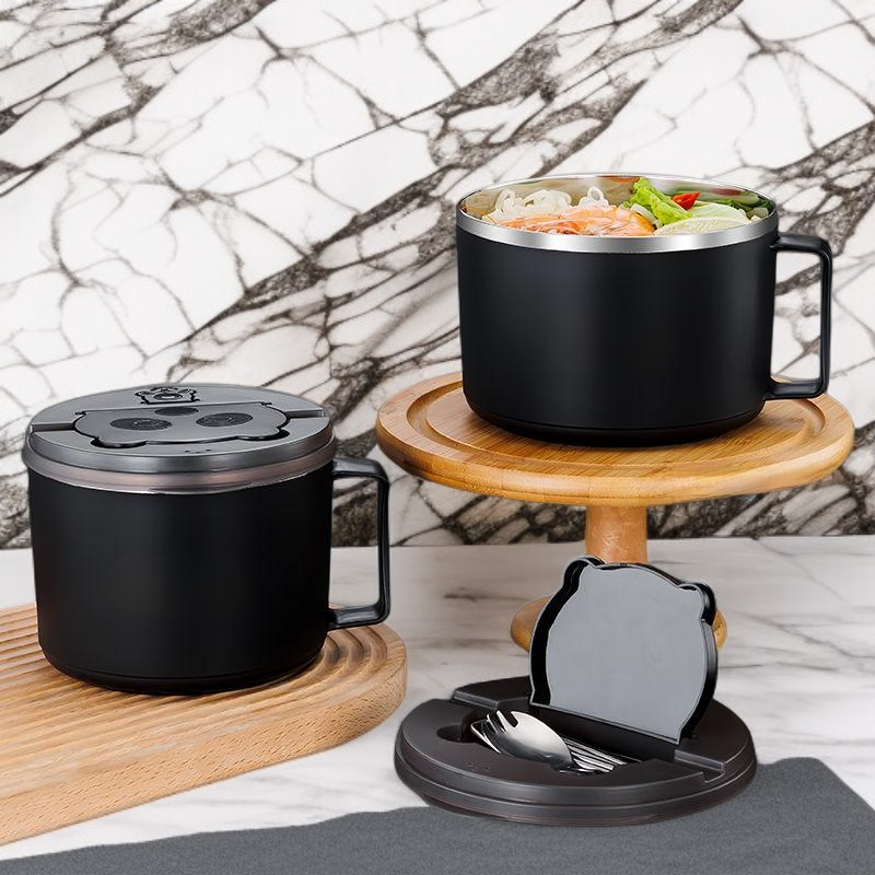 스테인리스 커버가 달린 대용량 라면 그릇