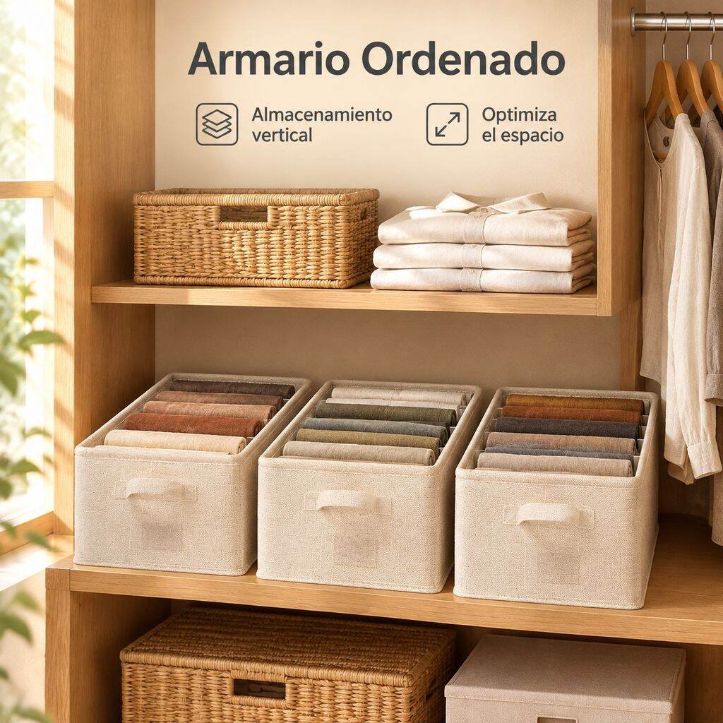 Caja organizadora de pantalones multifuncional, plegable y de tela