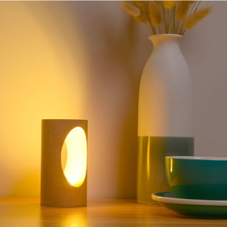 Smart Sensor Solid Wood Night Lamp