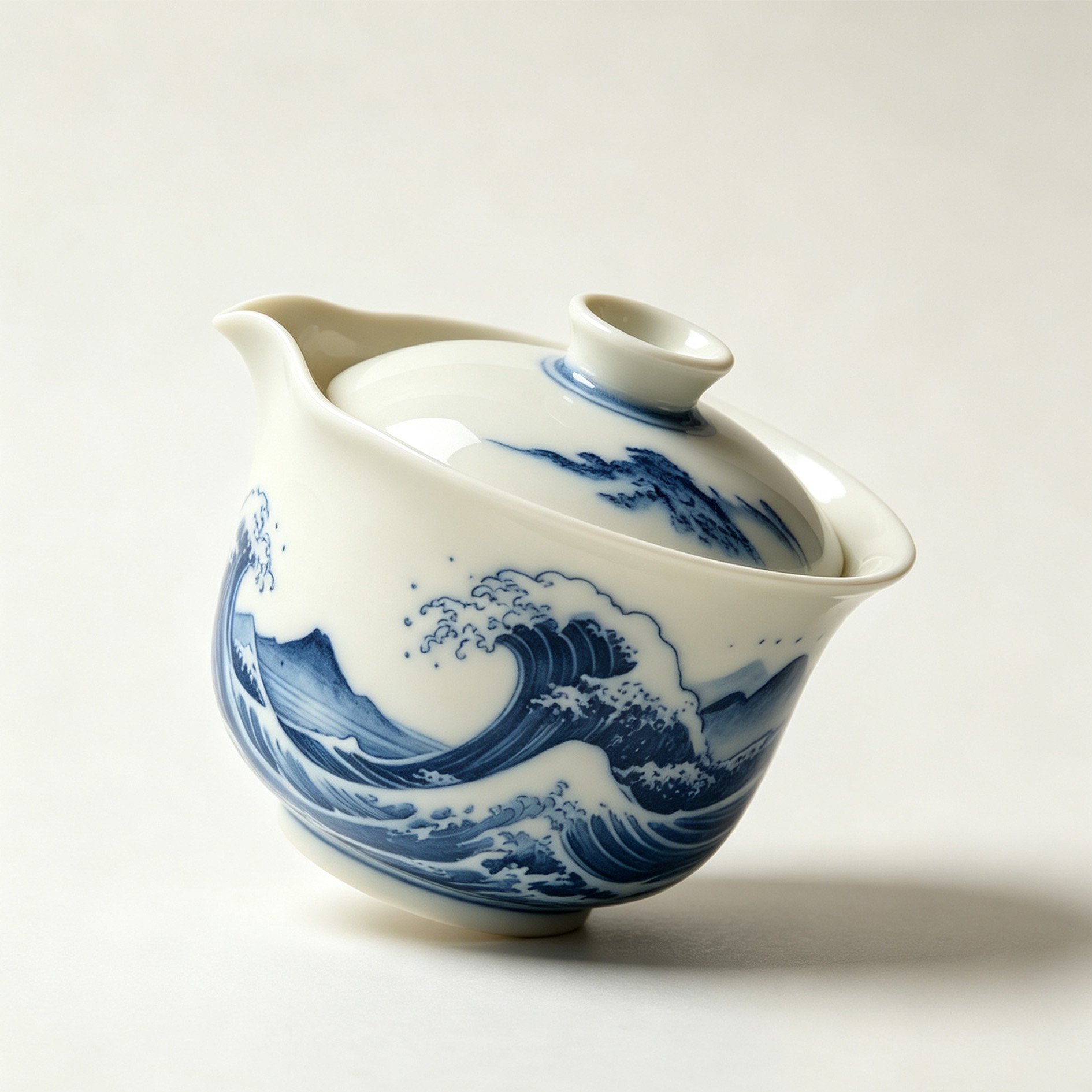 景徳鎮手描き青白磁茶器セット