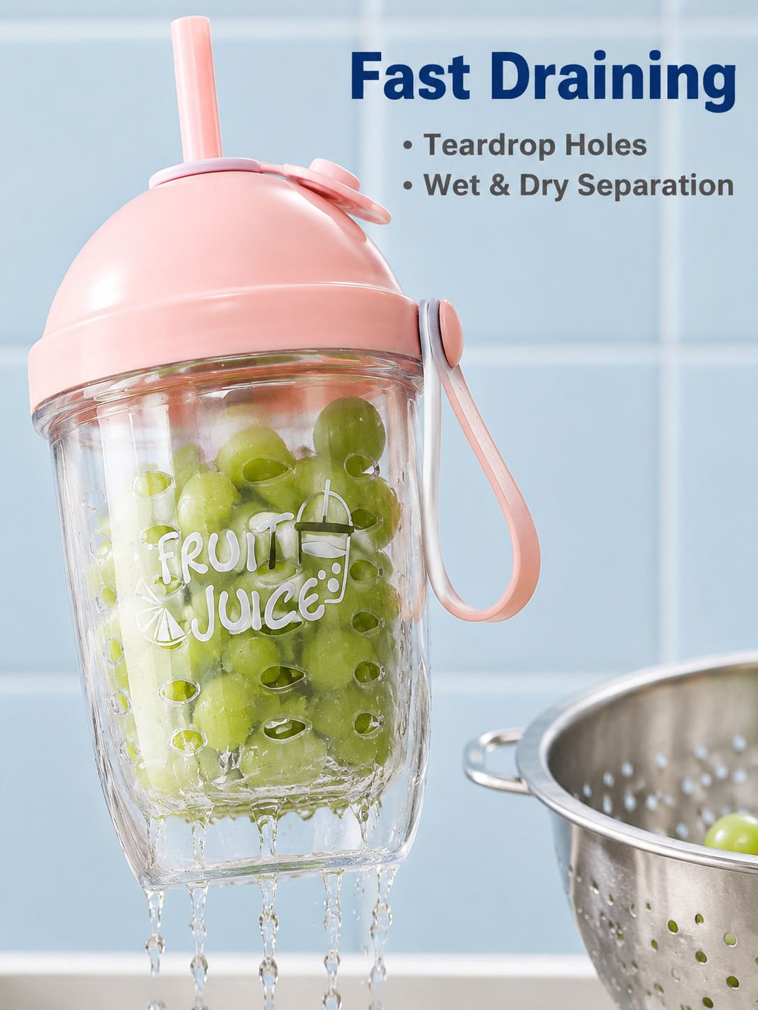 Drainable Straw Fruit Salad Cup