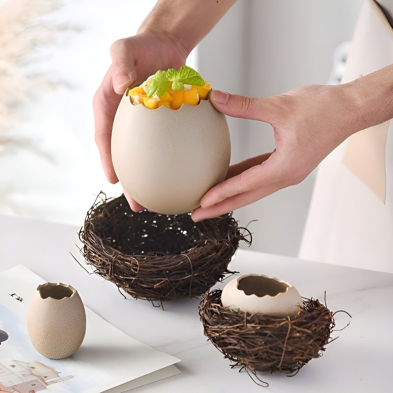 จานเปลือกไข่ลายเถาวัลย์ สำหรับอาหารหลากหลาย