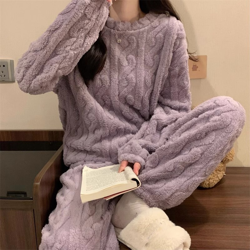 時尚珊瑚絨提花套裝