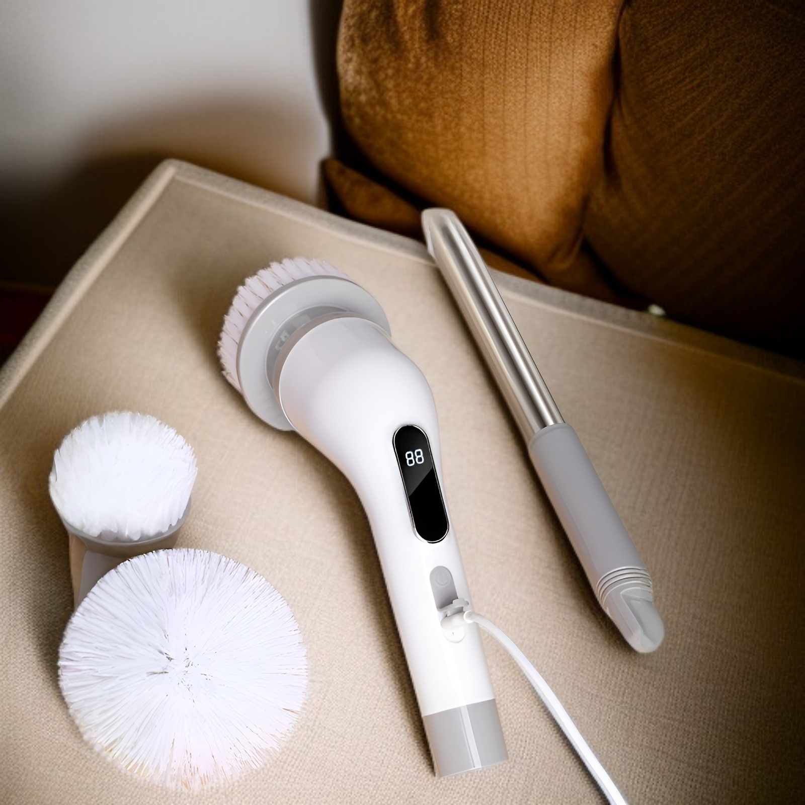 Cepillo de limpieza inalámbrico portátil con 9 cabezales para cocina y baño, multifuncional