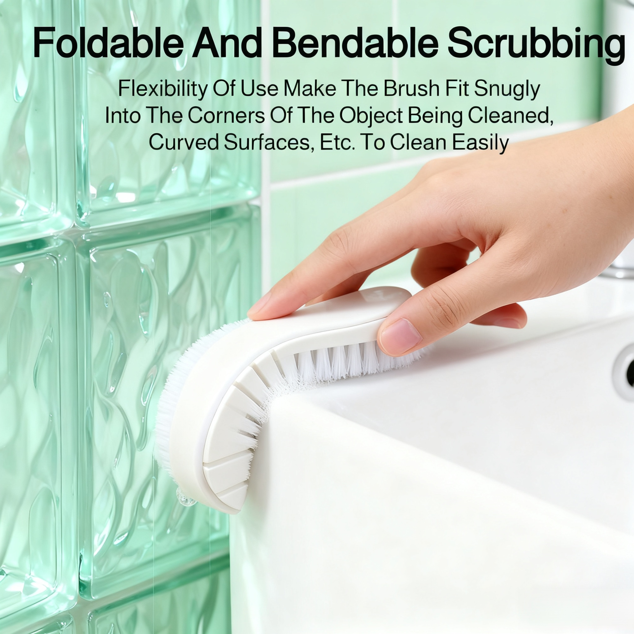 Easy to grip bathroom tile cleaning brush