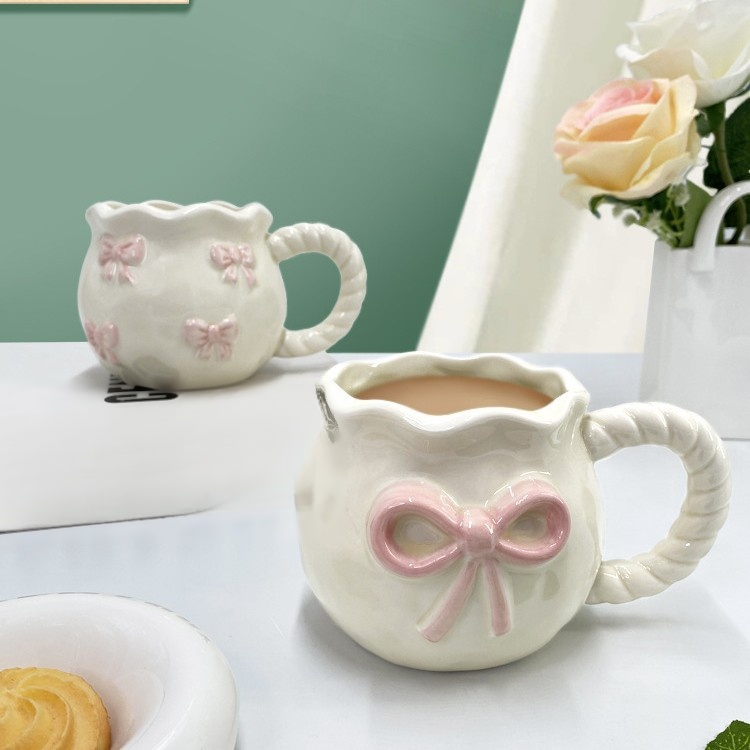 ハンドメイド アンバランス リボン コーヒーカップ