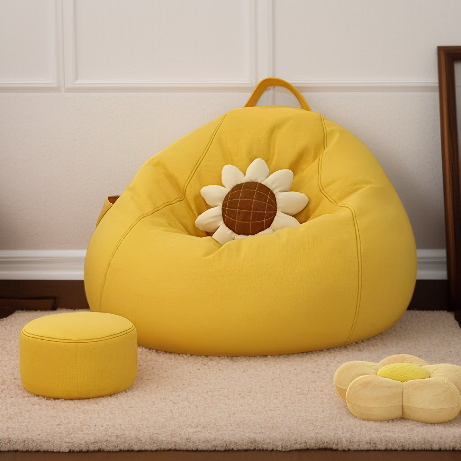 누워서 쉬거나 잠을 잘 때 사용할 수 있는 빈백 의자