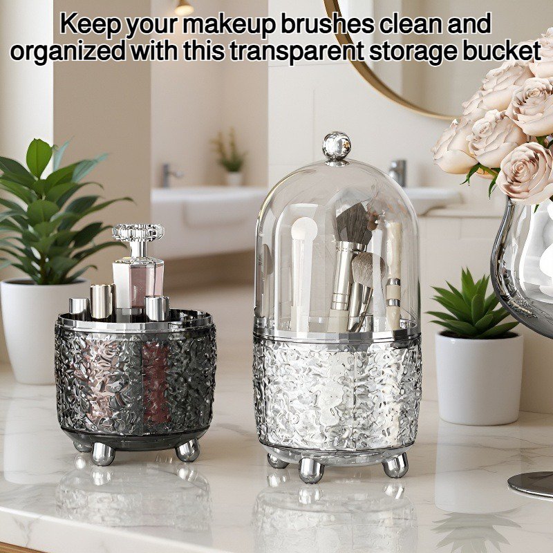 Transparent makeup brush storage bucket for dust protection