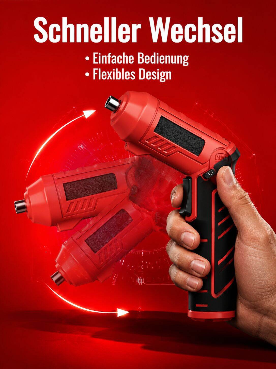 Elektrischer Schraubendreher mit verschiedenen Aufsätzen
