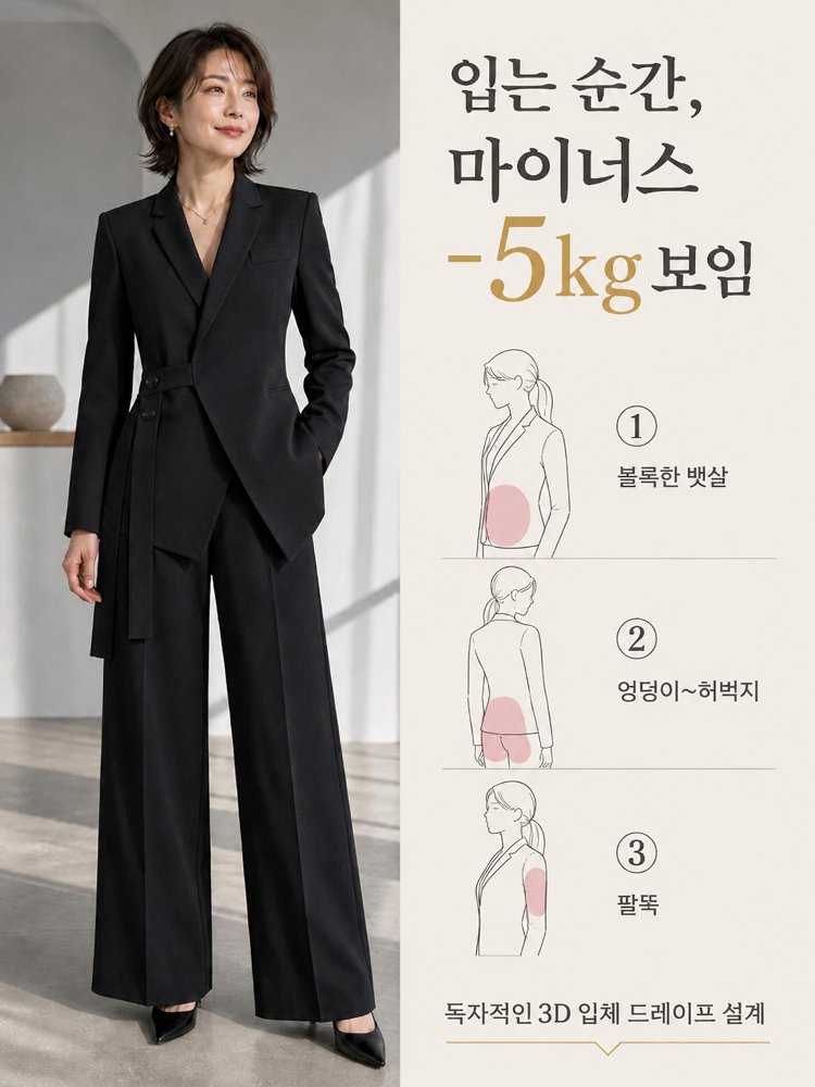 루즈핏의 젊고 감각적인 여성용 투피스