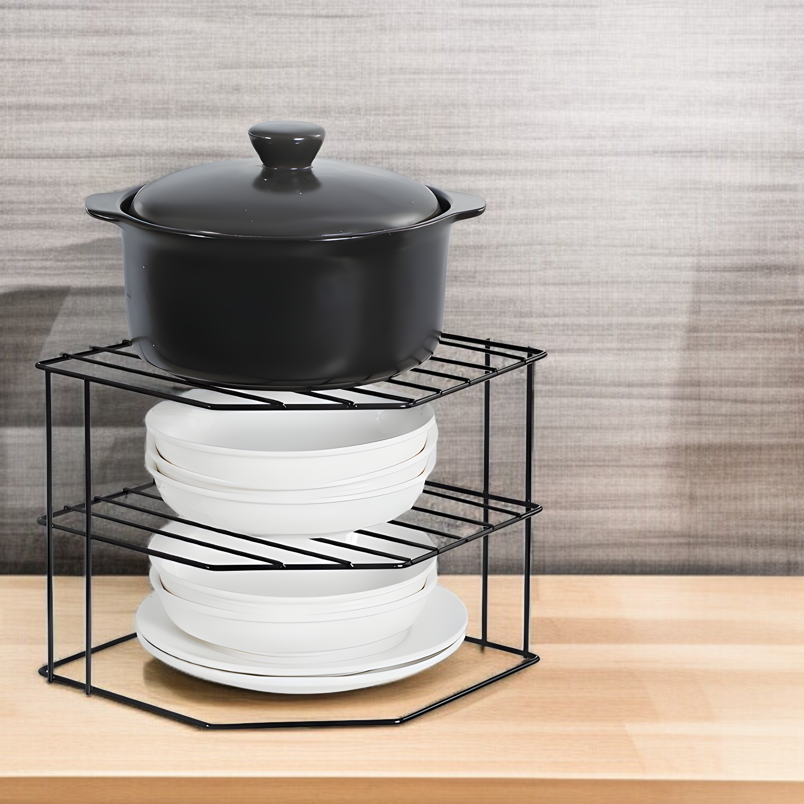 扇形コーナーラック家庭用多機能収納ラック鉄製デスクトップラック厚みのある安定した収納ラック