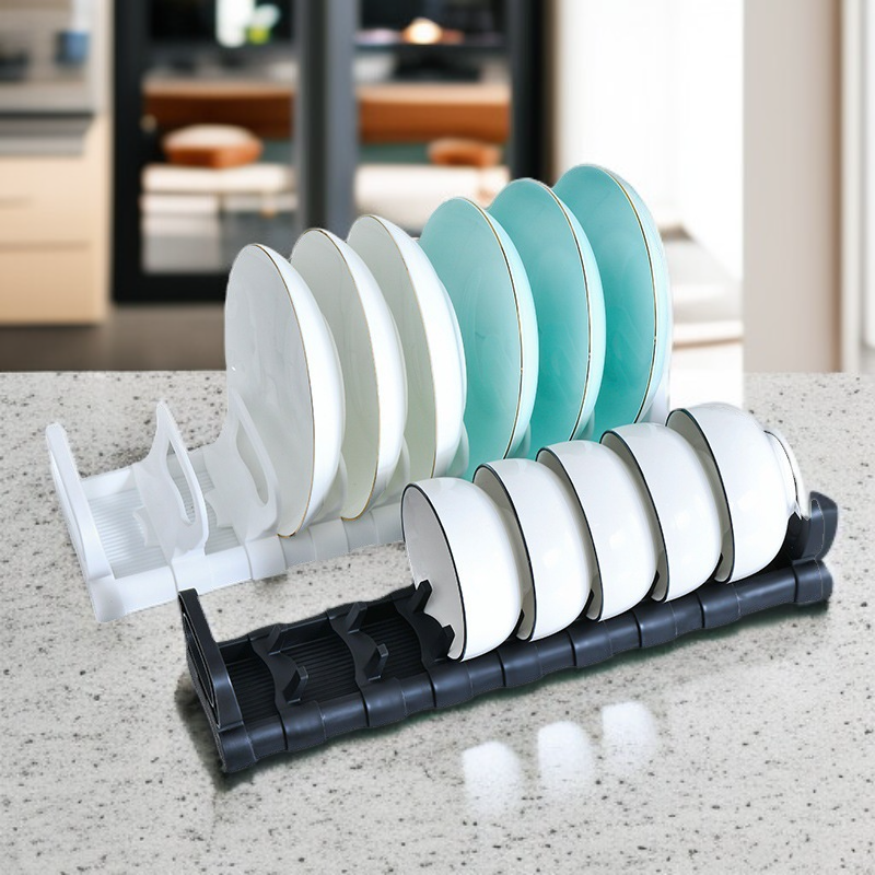 ชั้นวางจานชามแบบยืดได้สำหรับอ่างล้างจาน พร้อมกล่องจัดเก็บ ขนาด 450/400 ซม.