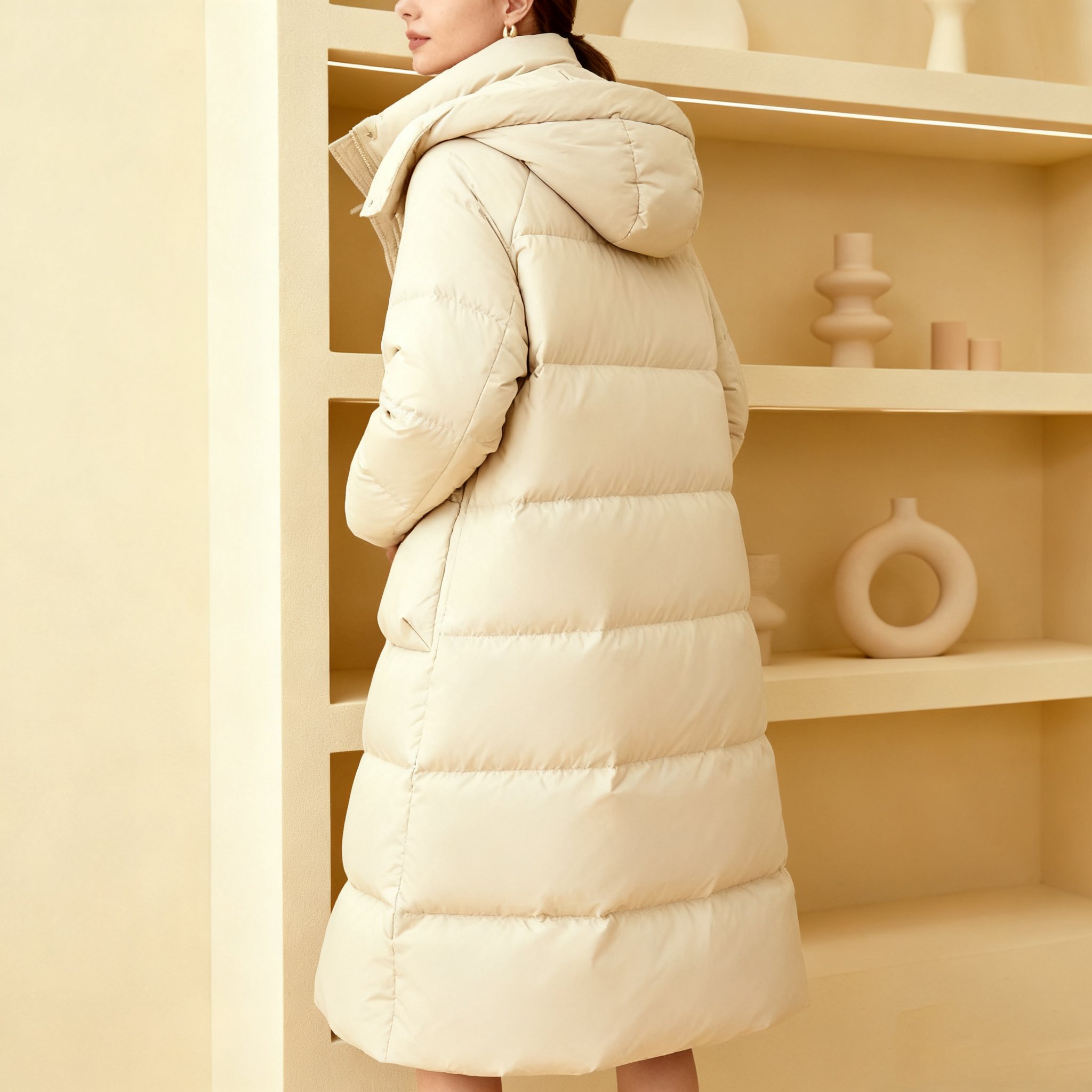 아이보리 롱 패딩 점퍼