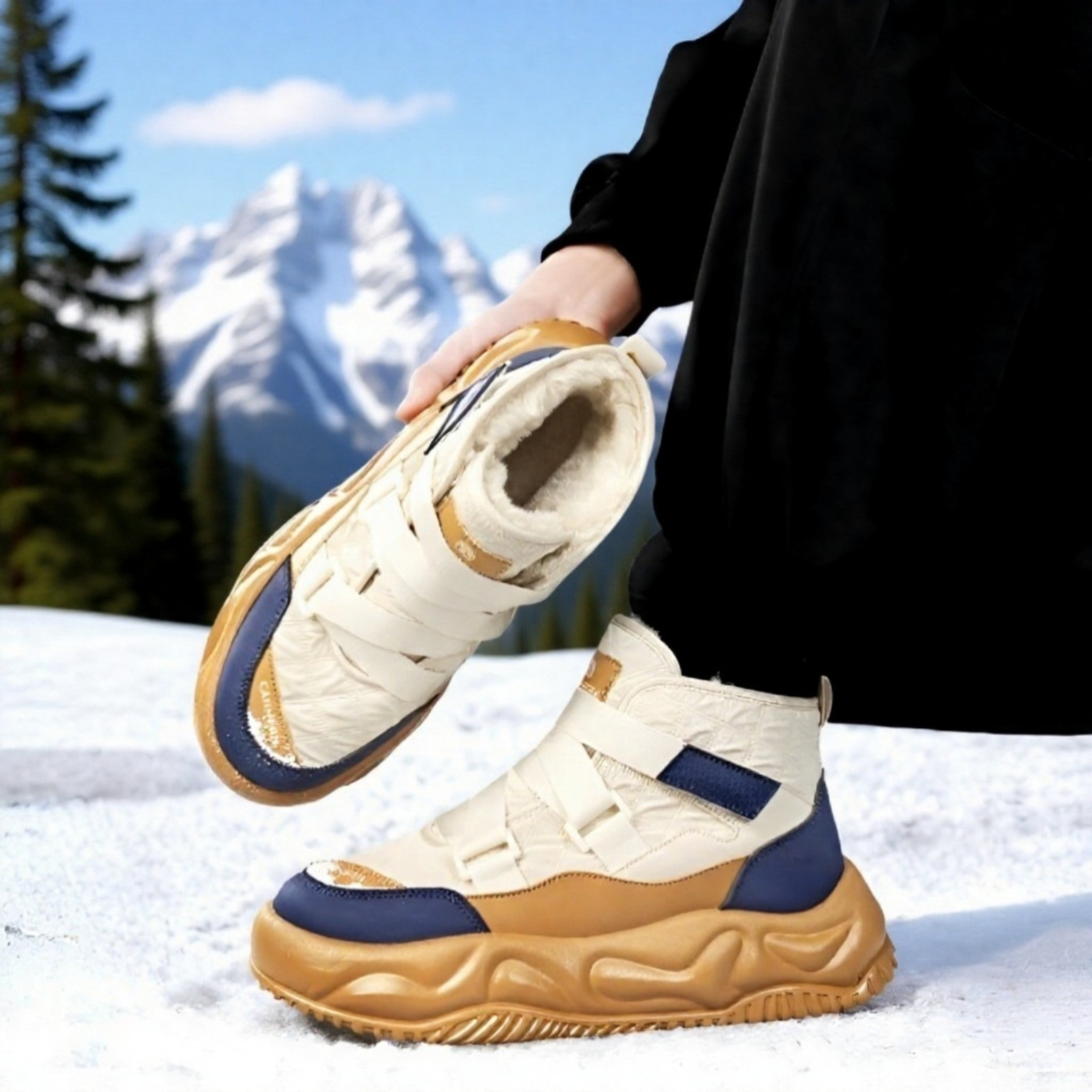 メンズ冬用防滑スノーシューズ 2025年新発売 暖かい大きいサイズ 短筒ブーツ