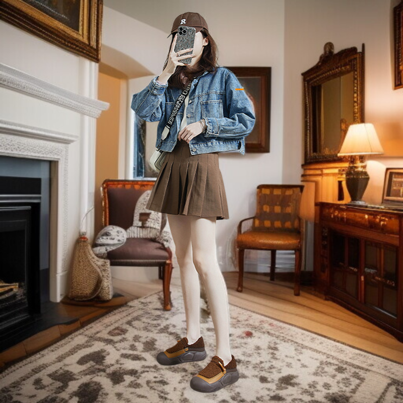 여성 면화 스웨이드에 융털 쿠션창 로퍼 미끄럼 방지 가을 겨울 여성 면화