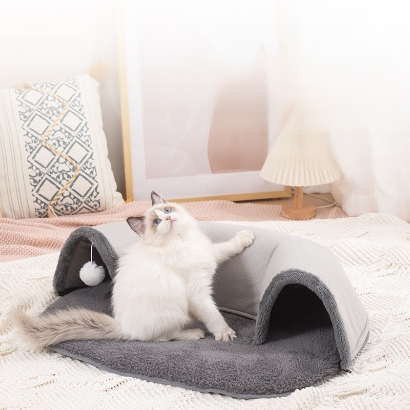 Lit tunnel villa détachable pour chat