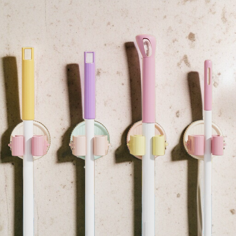 화장실 문 뒤 벽걸이 밀대걸이 편리한 빨판 펀치프리 벽걸이 벽수납 미끄럼방지 밀대걸이 벽수납선반