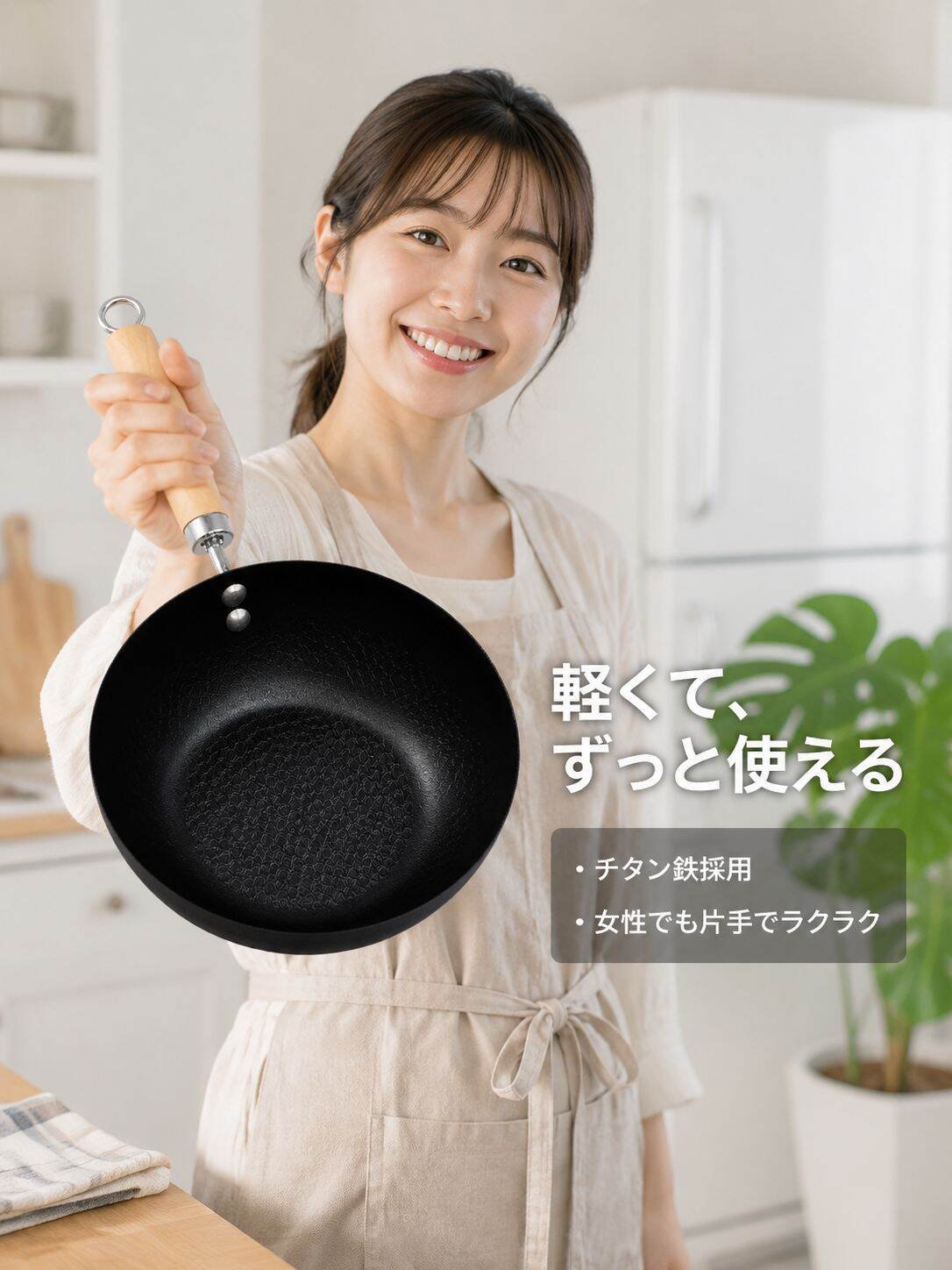 チタン鉄製ノンスティックフライパン