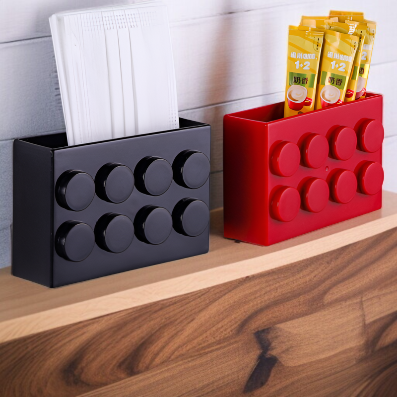 ビルディングブロック冷蔵庫マグネット収納ラックサイドかわいい磁気吸収収納ボックスキッチン壁掛けパンチなし多機能