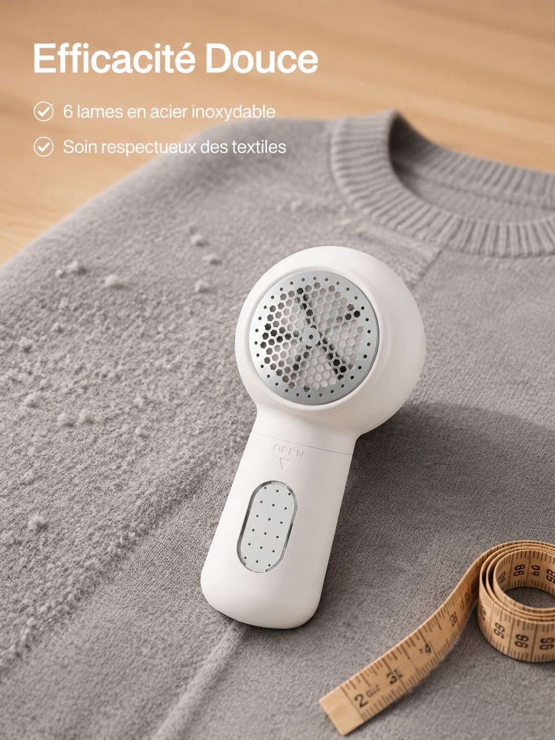 Éliminateur de Peluches Électrique à 6 Lames Puissantes avec Écran LED