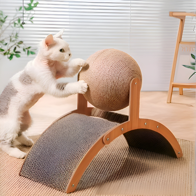 ของเล่นแมวแบบแท่นพร้อมลูกบอลแม่เหล็ก