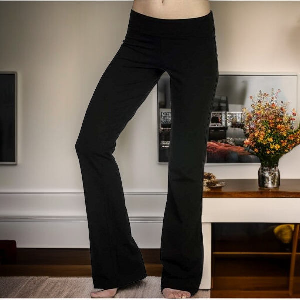 여성용 심플 컬러 힙업 요가 팬츠 플레어 레깅스