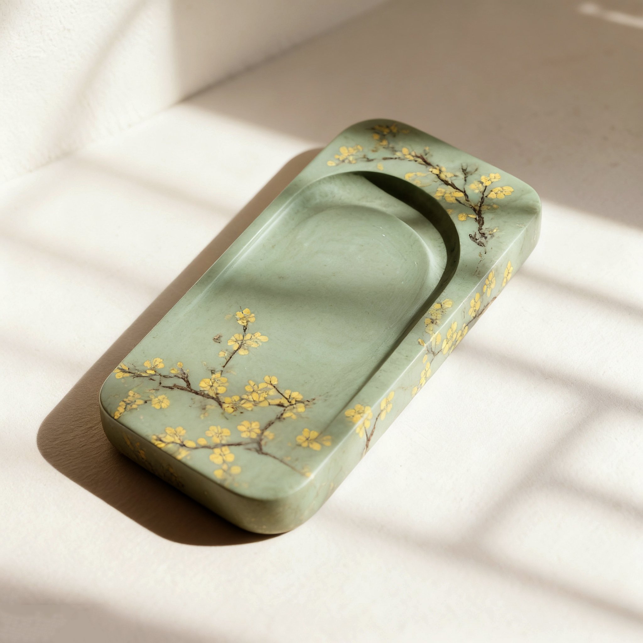 グリーンカラー硯台5点セット