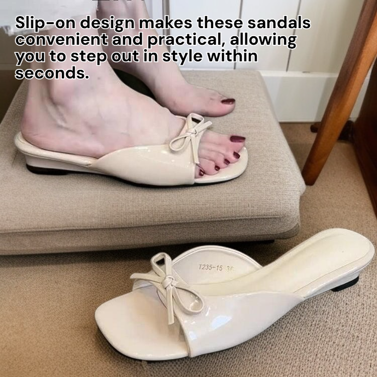French Bow Flat Sandals, Perfect Match with Dresses
