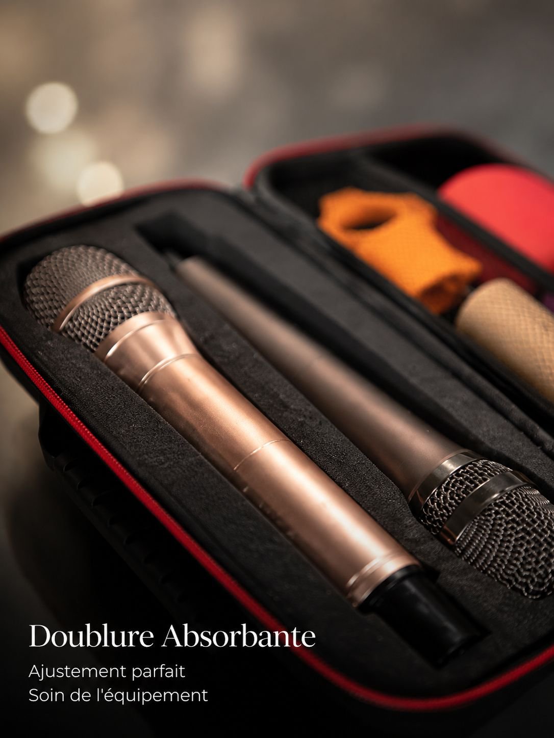 Sacoche à fermeture éclair pour microphone sans fil double, antichoc et antichute