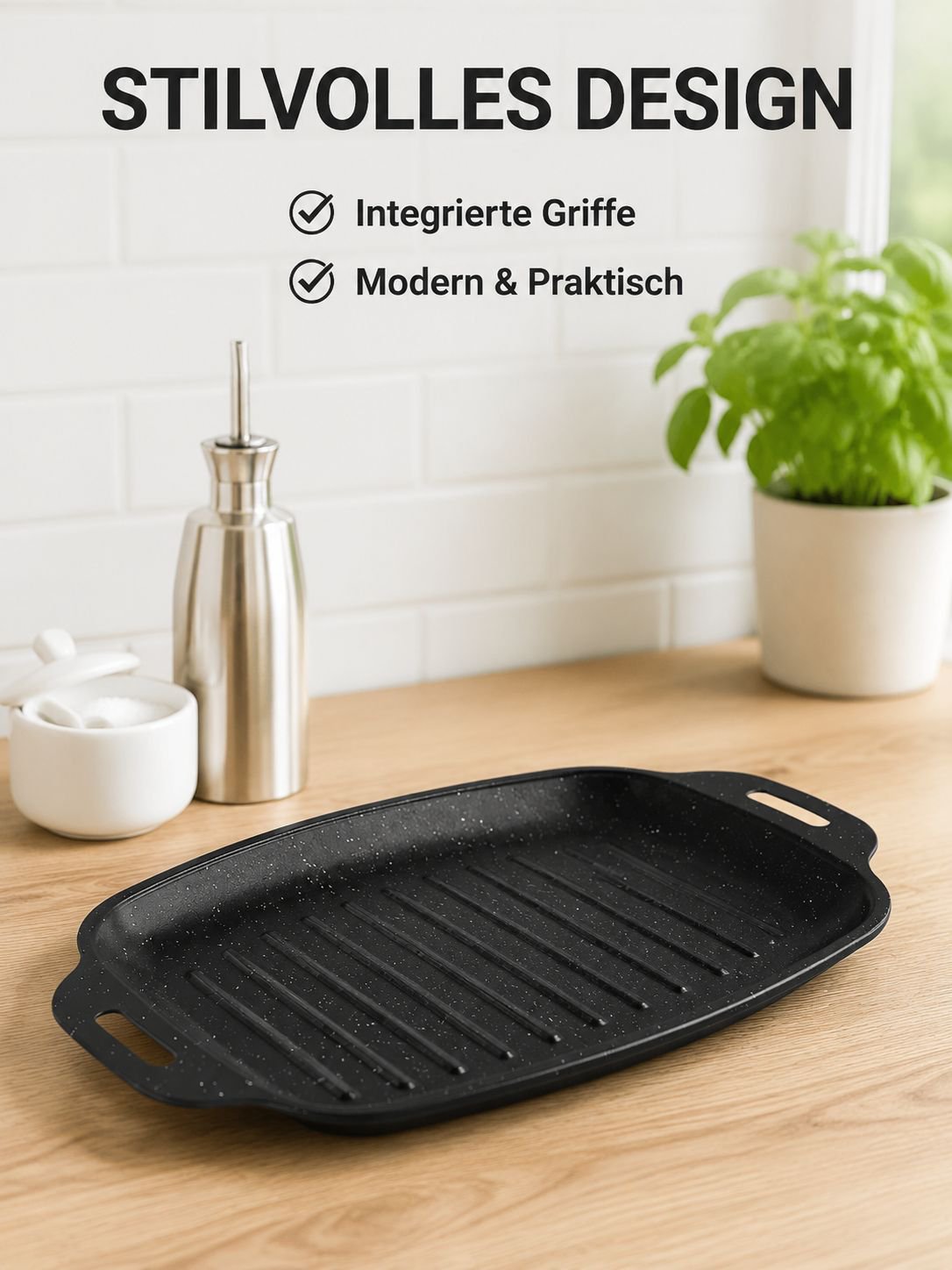 Grillplatte aus Maifan-Stein und Karbonstahl