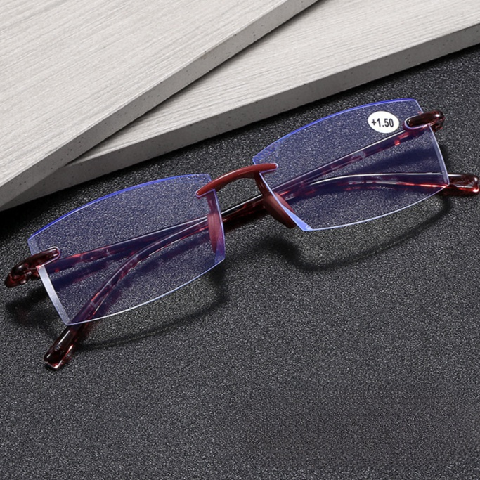 Gafas de lectura sin montura con corte angular y protección contra luz azul