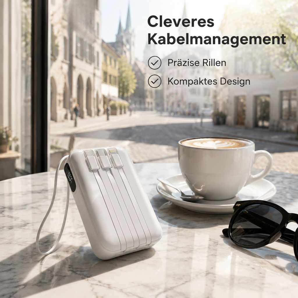 Powerbank mit Super-Schnellladung und integriertem Kabel, 20000mAh
